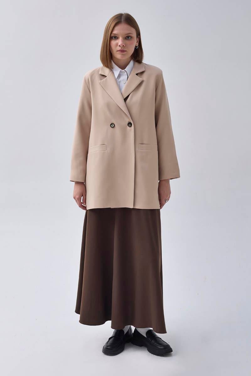 Kruvaze Blazer Ceket Taş