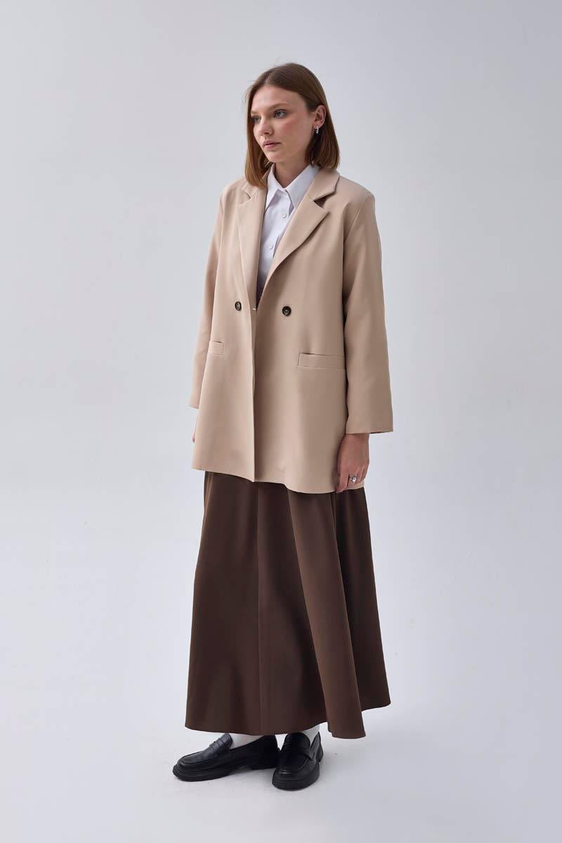 Kruvaze Blazer Ceket Taş