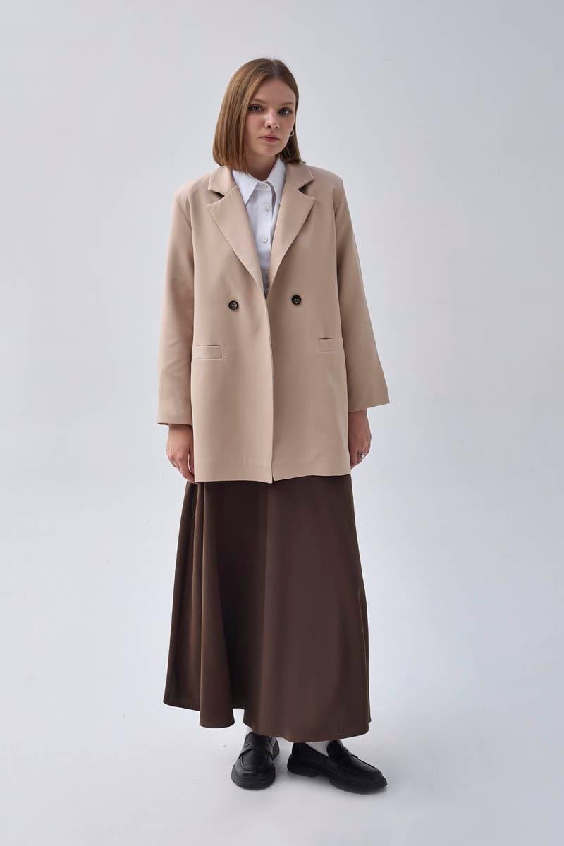 Kruvaze Blazer Ceket Taş