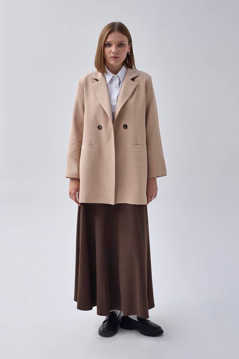 Kruvaze Blazer Ceket Taş