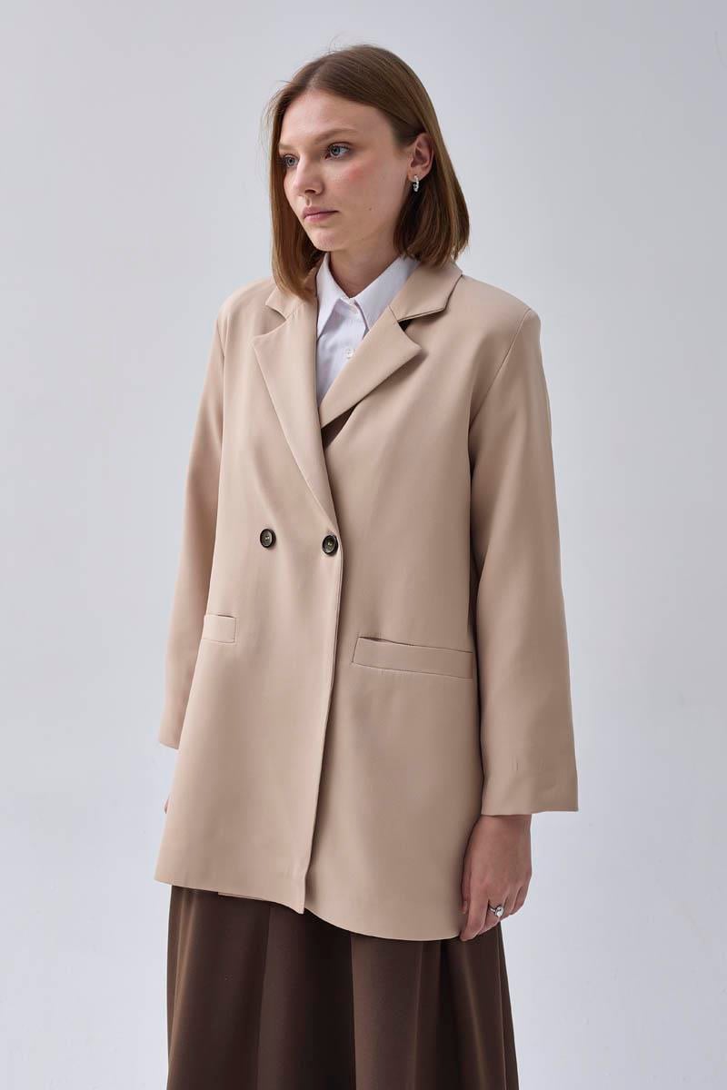 Kruvaze Blazer Ceket Taş