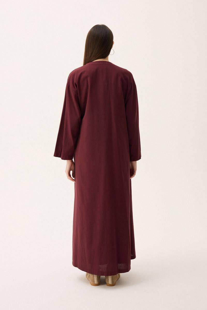 Kruvaze Dehna Abaya Takım Bordo