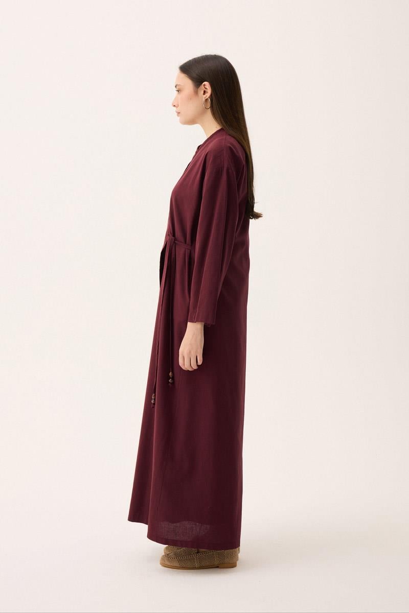 Kruvaze Dehna Abaya Takım Bordo