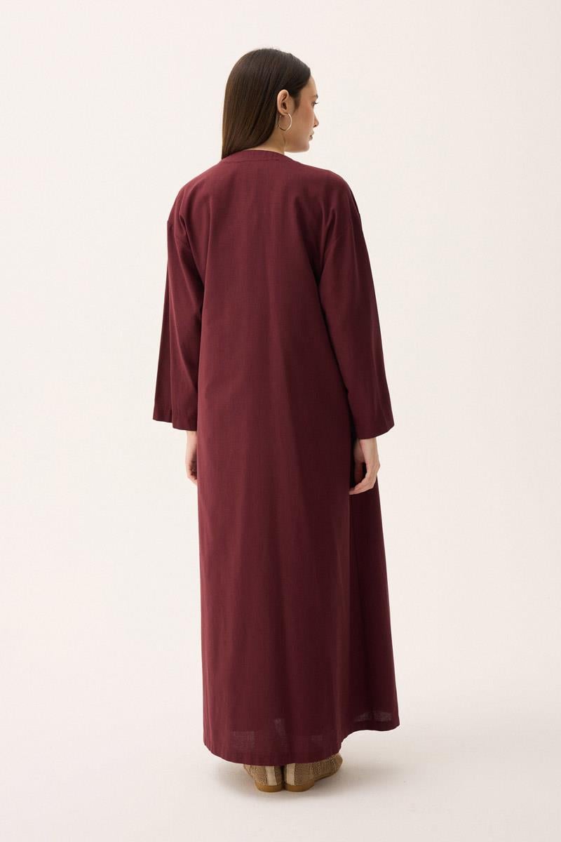 Kruvaze Dehna Abaya Takım Bordo