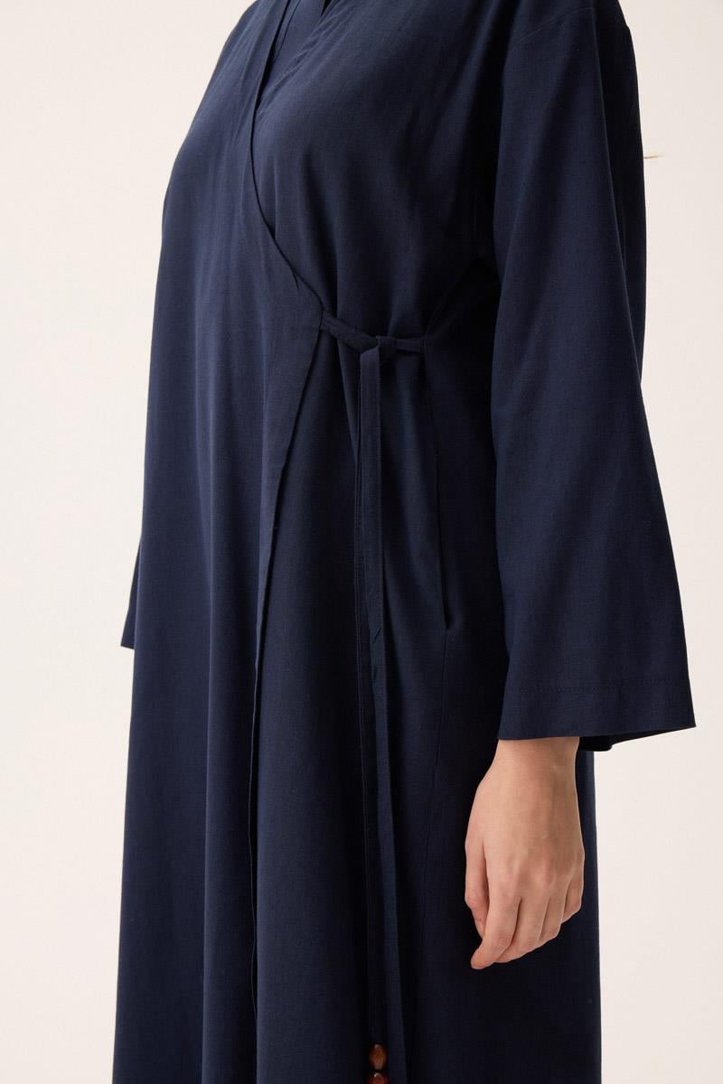 Kruvaze Dehna Abaya Takım Lacivert