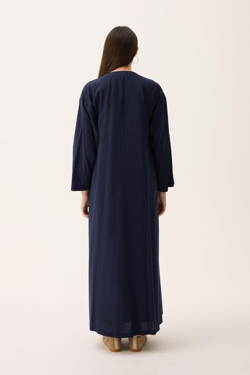 Kruvaze Dehna Abaya Takım Lacivert