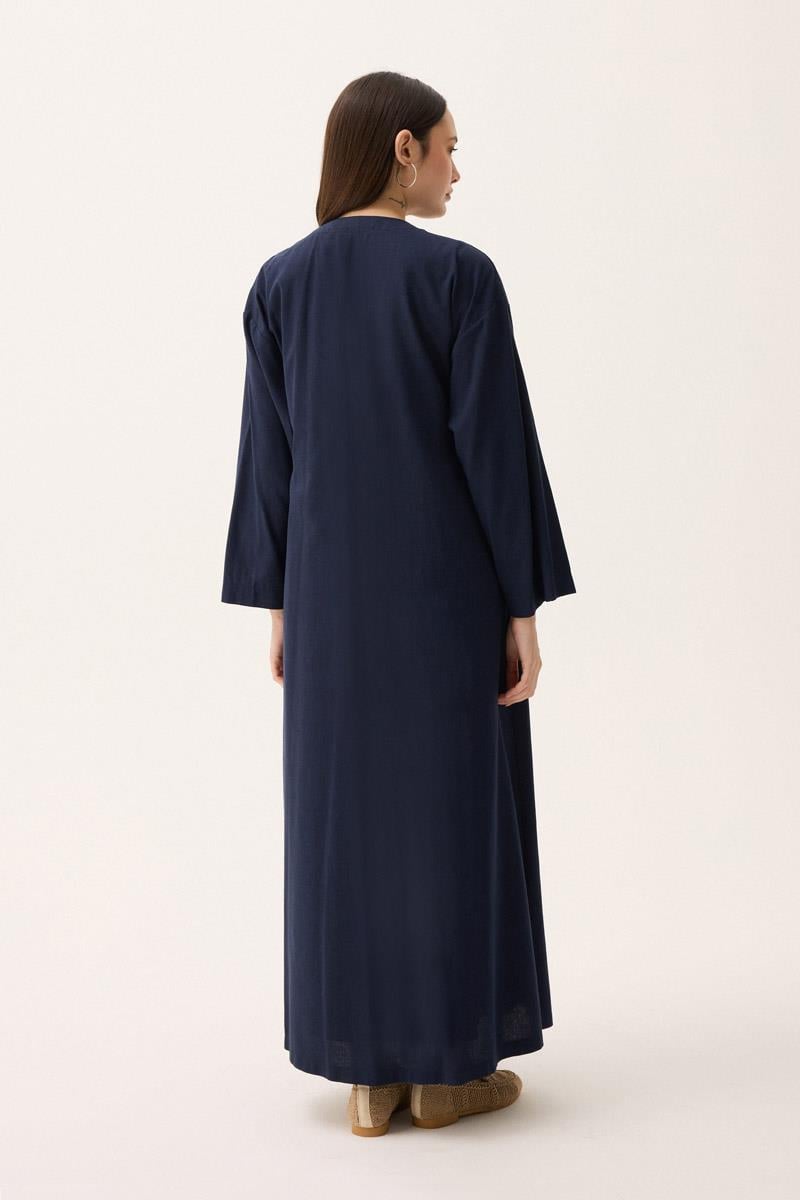 Kruvaze Dehna Abaya Takım Lacivert