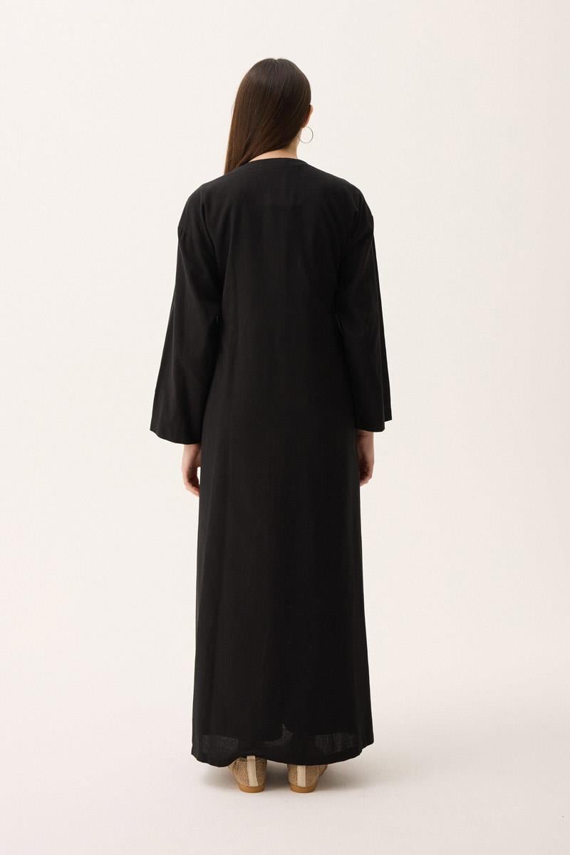 Kruvaze Dehna Abaya Takım Siyah