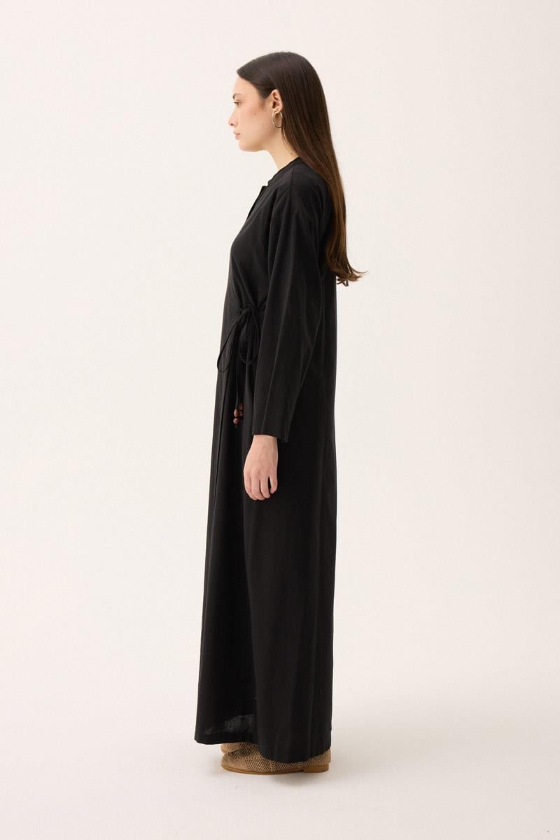 Kruvaze Dehna Abaya Takım Siyah