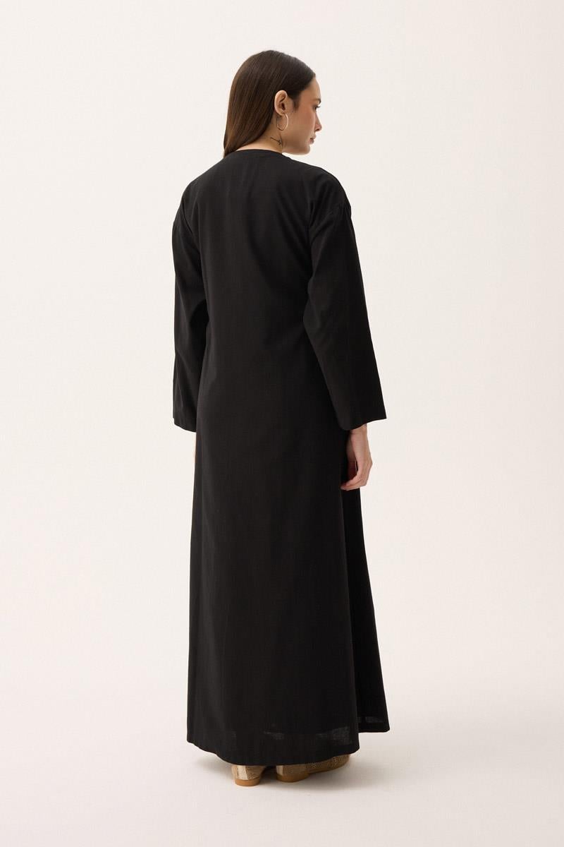 Kruvaze Dehna Abaya Takım Siyah