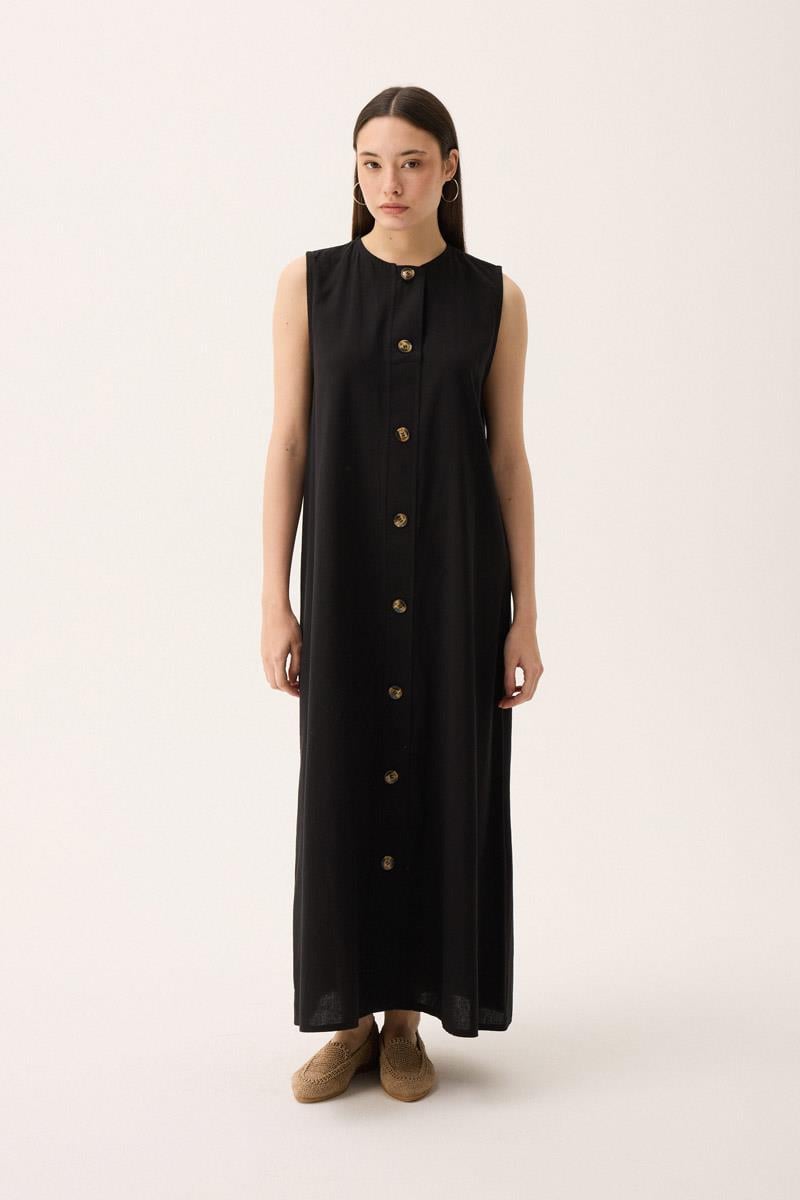 Kruvaze Dehna Abaya Takım Siyah