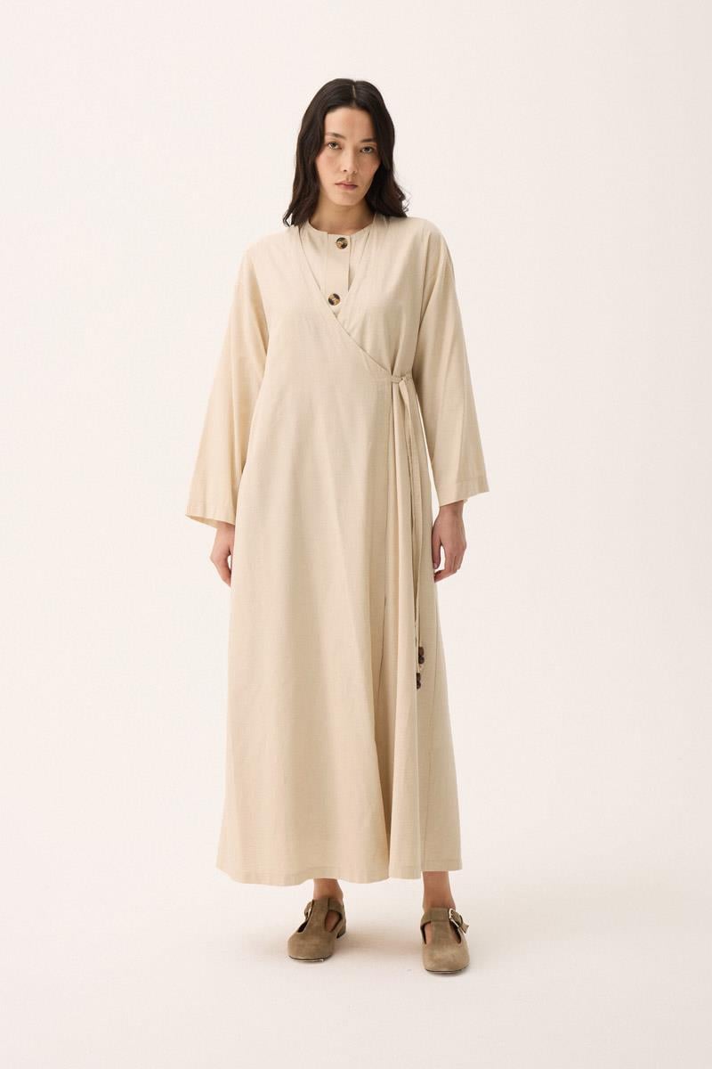 Kruvaze Dehna Abaya Takım Taş