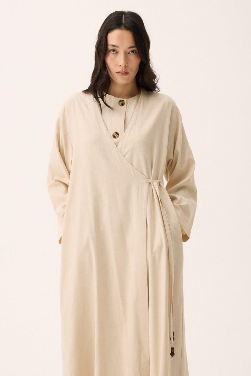 Kruvaze Dehna Abaya Takım Taş