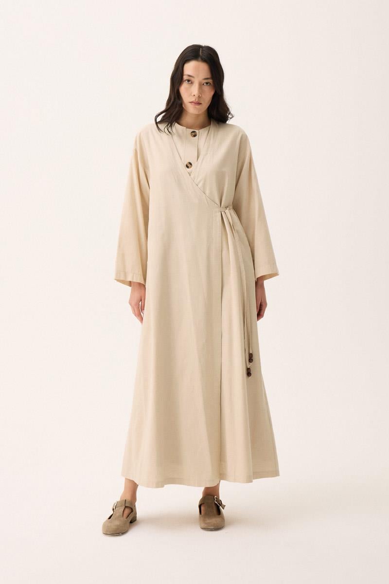 Kruvaze Dehna Abaya Takım Taş