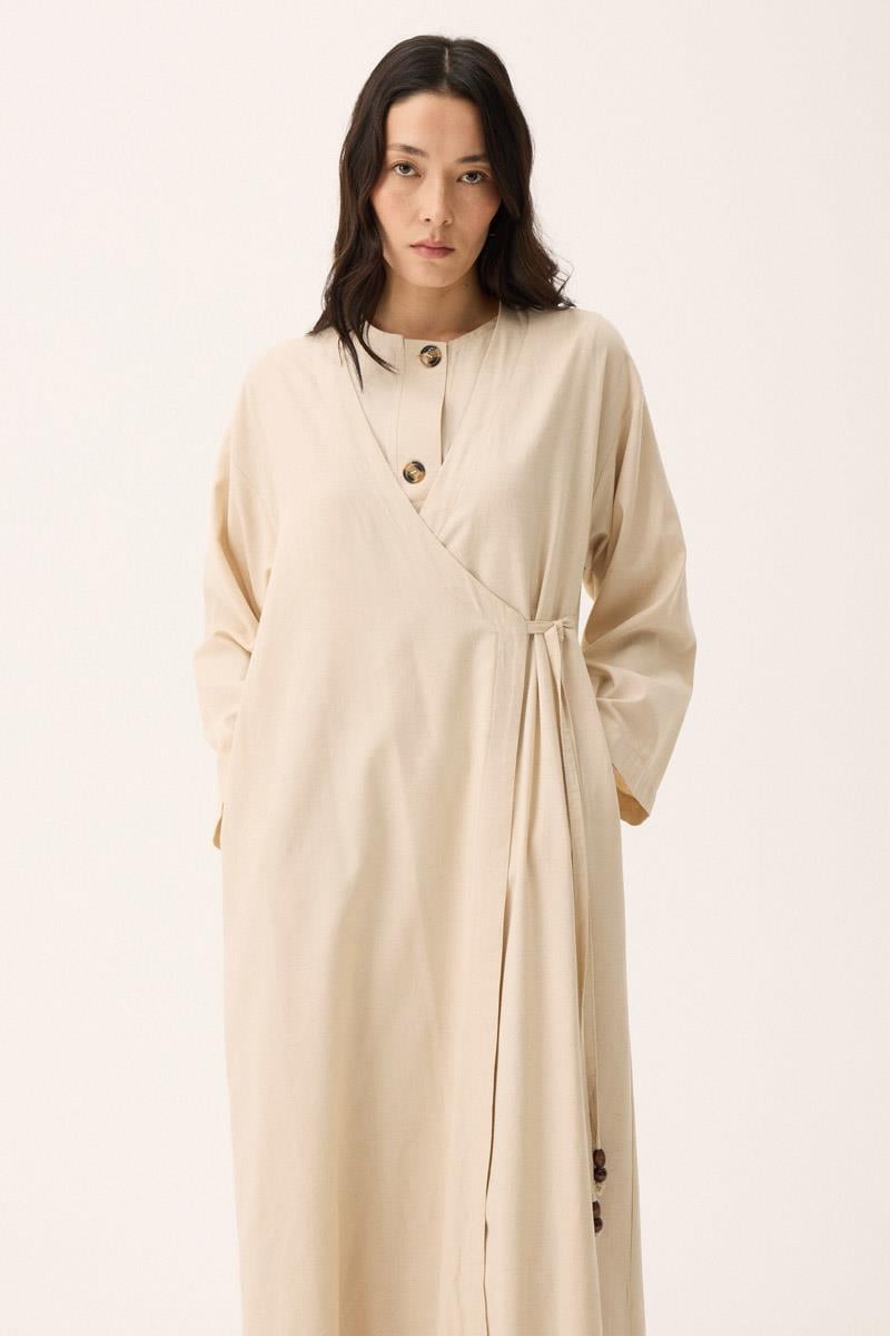 Kruvaze Dehna Abaya Takım Taş