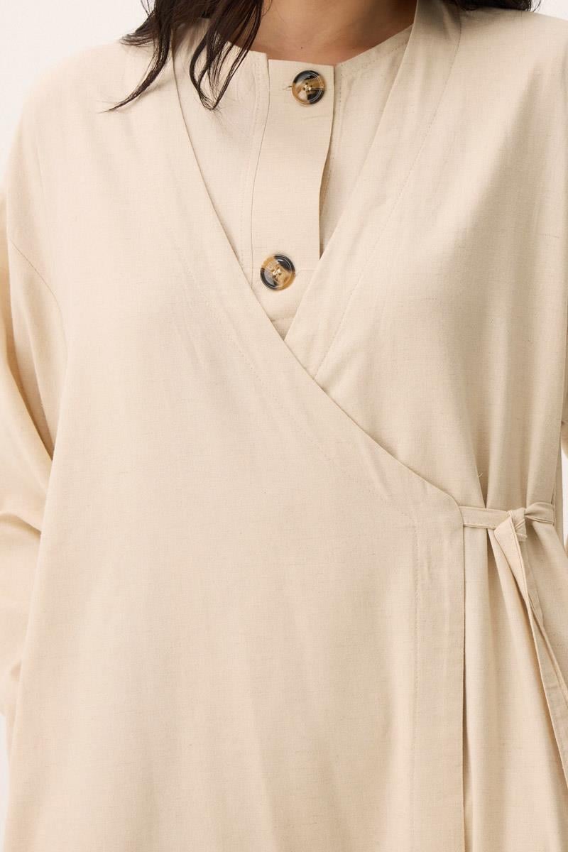 Kruvaze Dehna Abaya Takım Taş