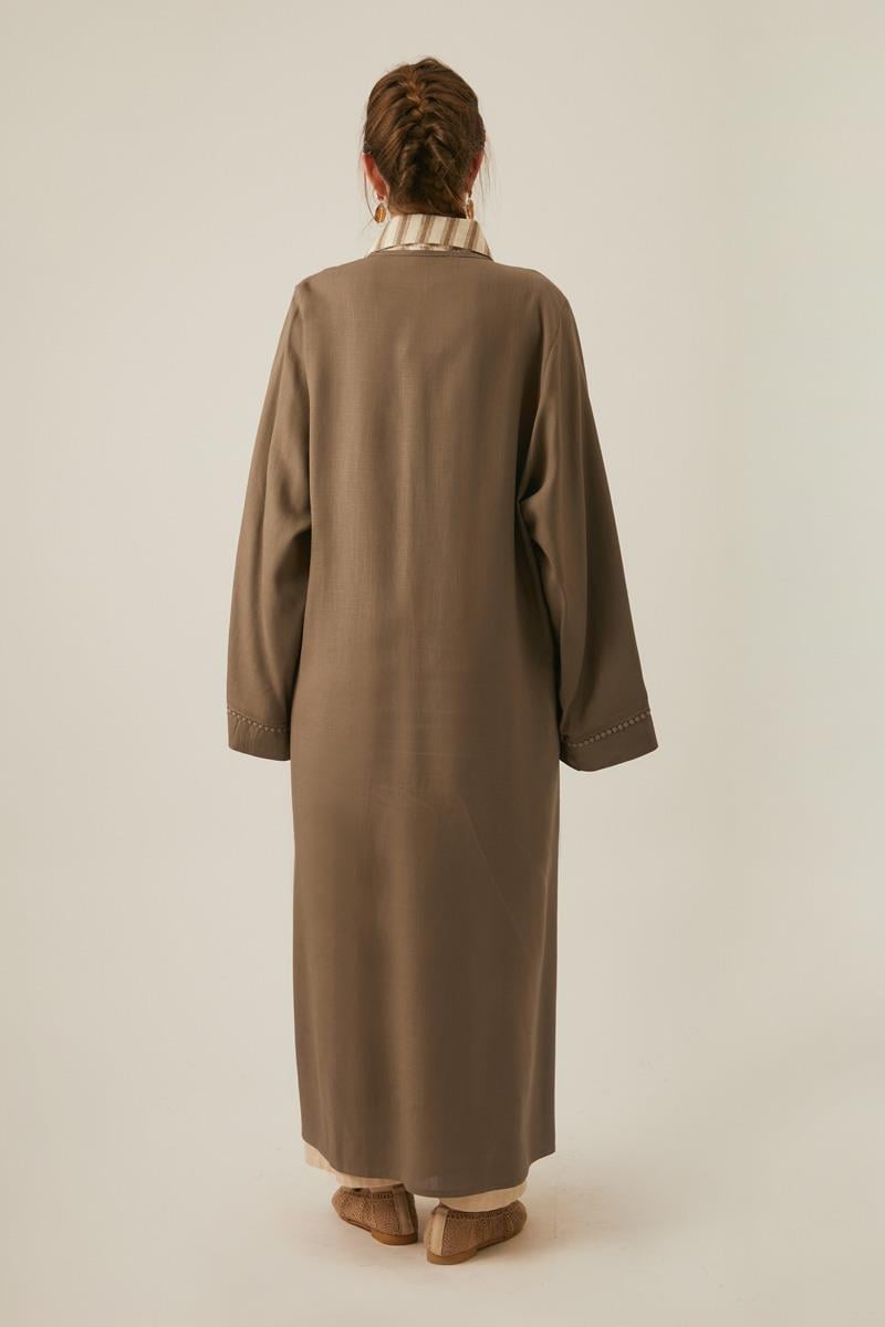 Kruvaze Keten Kimono Toprak