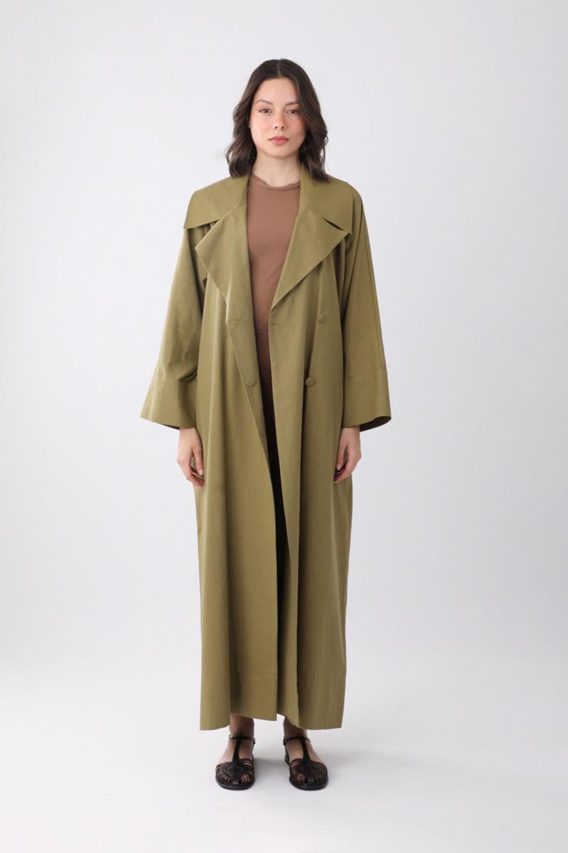 Kruvaze Keten Trenç Haki