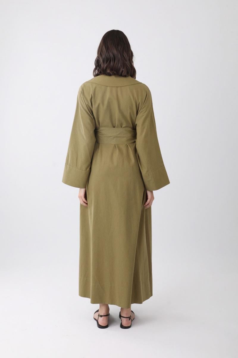 Kruvaze Keten Trenç Haki