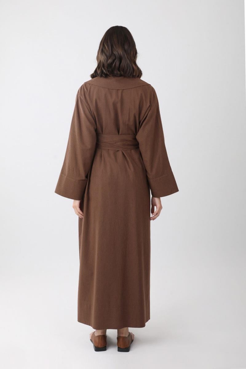 Kruvaze Keten Trenç Kahverengi