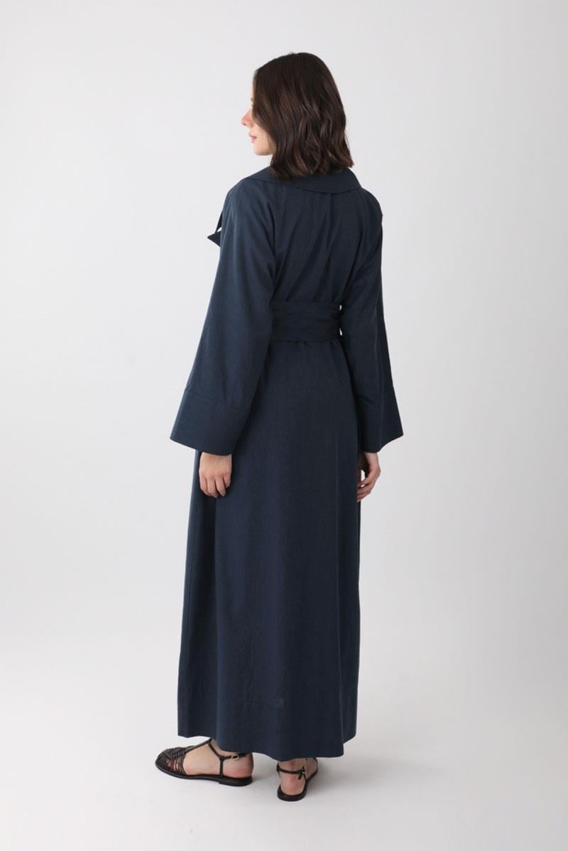 Kruvaze Keten Trenç Lacivert