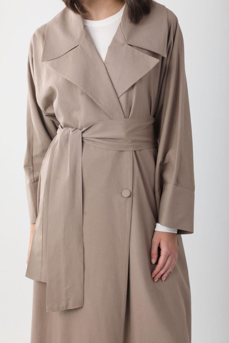 Kruvaze Keten Trenç Vizon