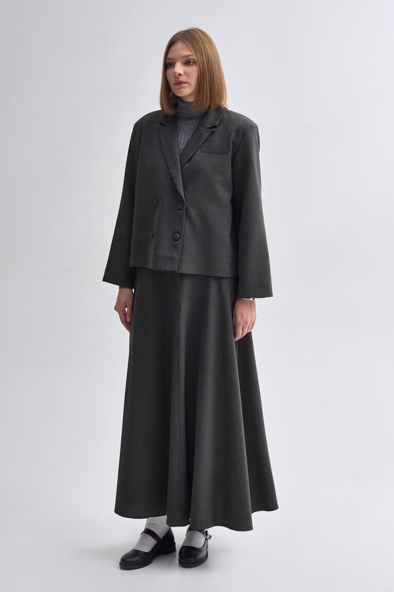 Kruvaze Kısa Ceket Antrasit