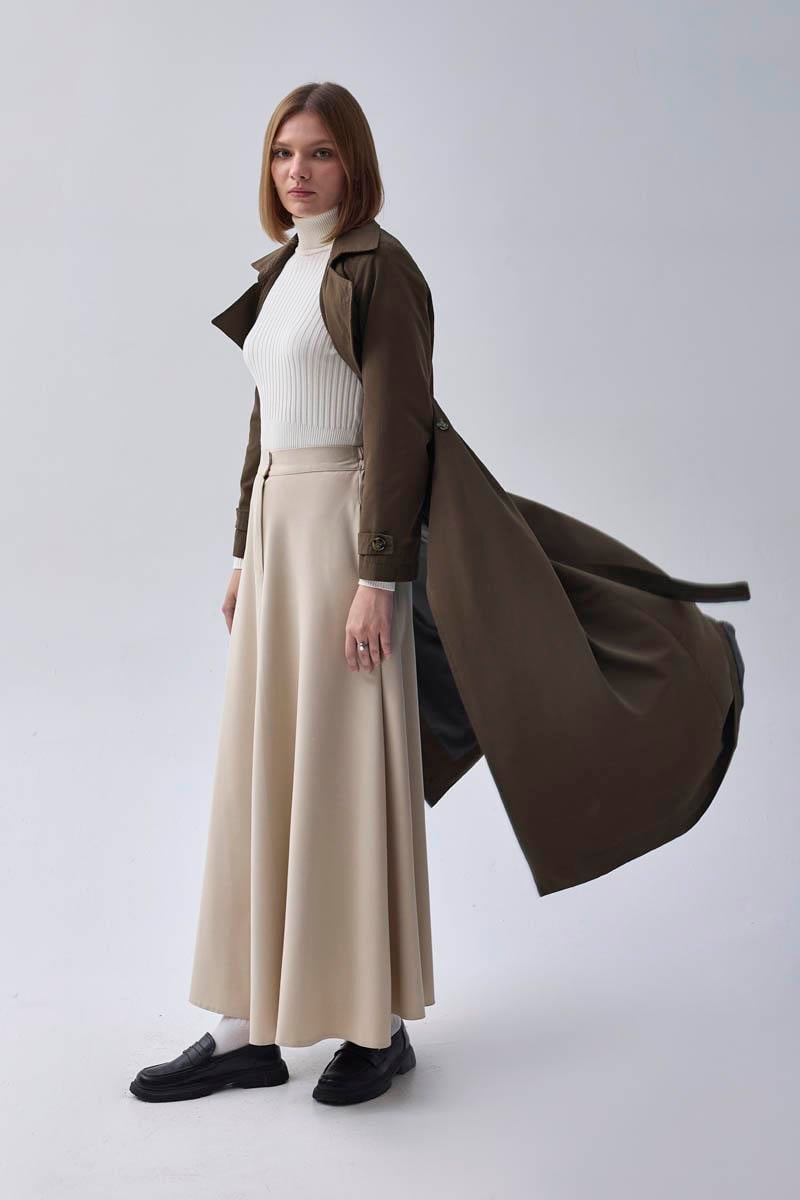 Kruvaze Klasik Trençkot Koyu Haki