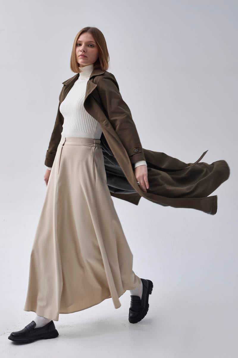 Kruvaze Klasik Trençkot Koyu Haki