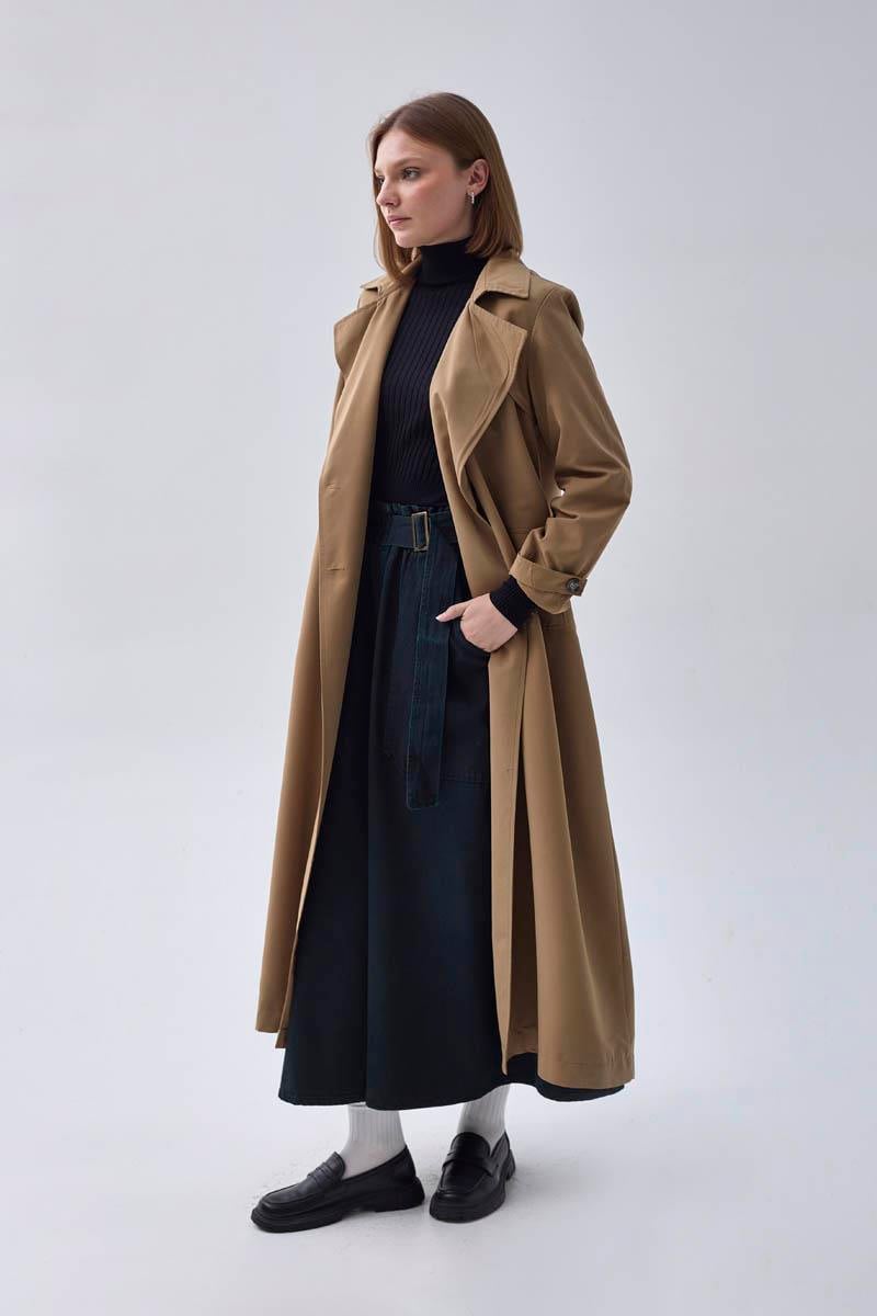 Kruvaze Klasik Trençkot Taba