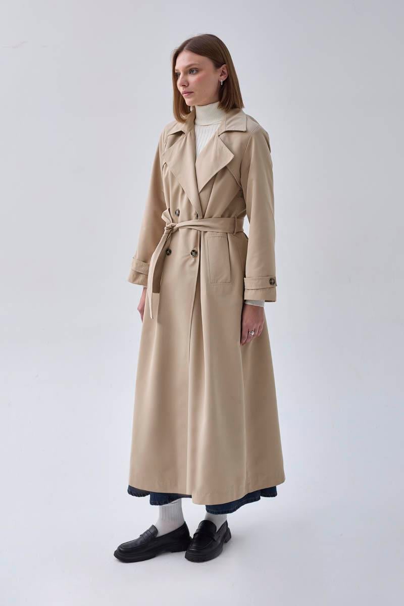 Kruvaze Klasik Trençkot Taş