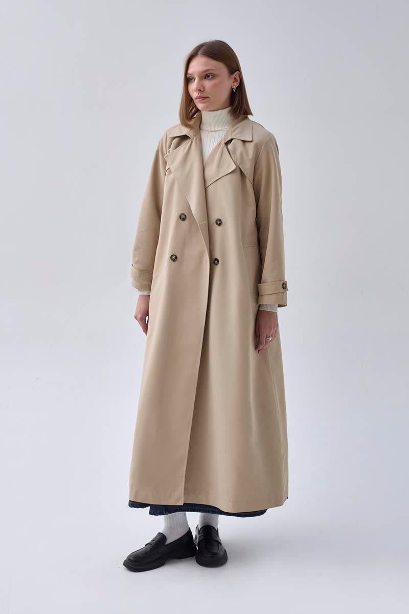 Kruvaze Klasik Trençkot Taş