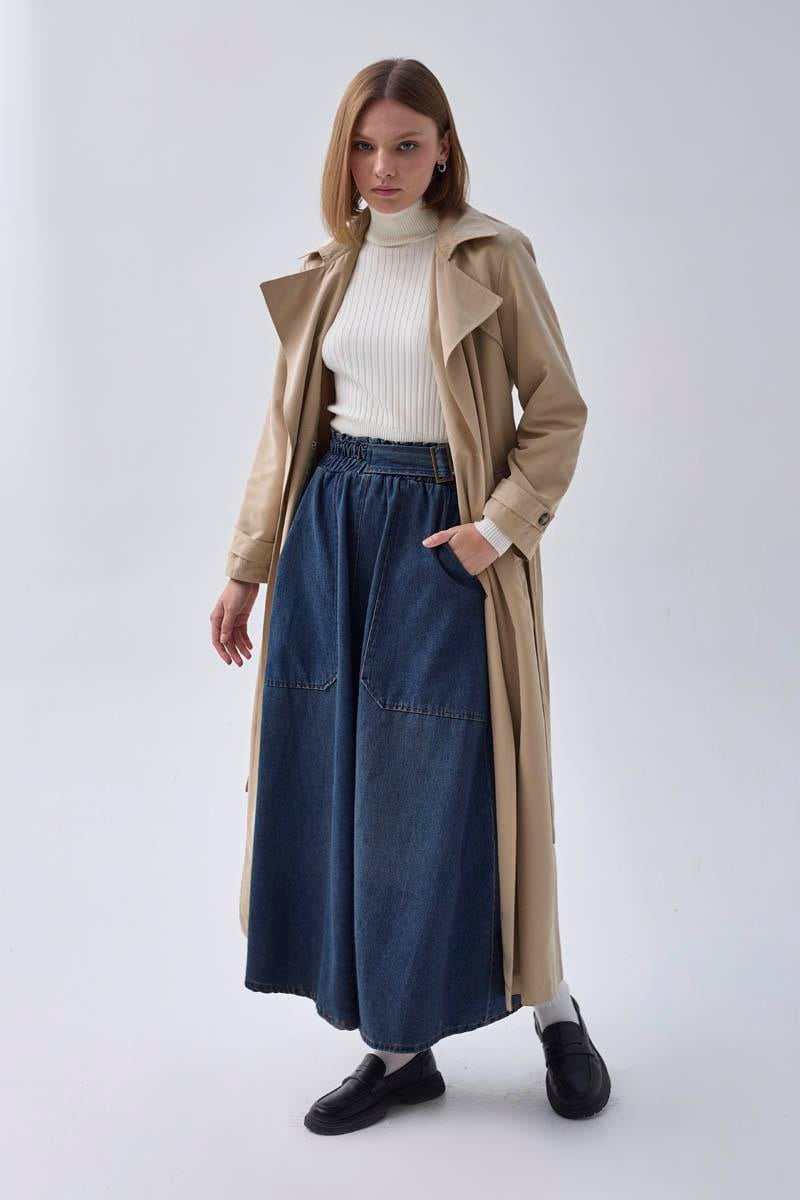 Kruvaze Klasik Trençkot Taş