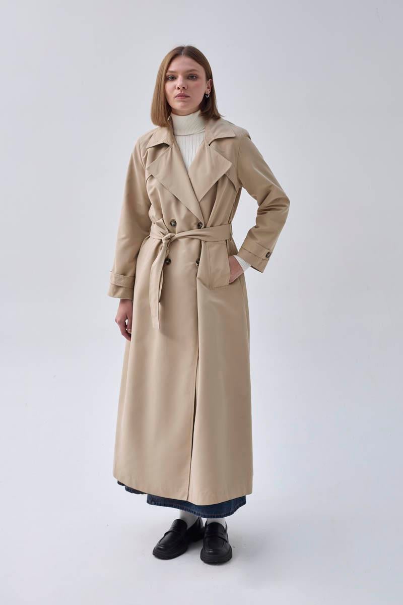 Kruvaze Klasik Trençkot Taş