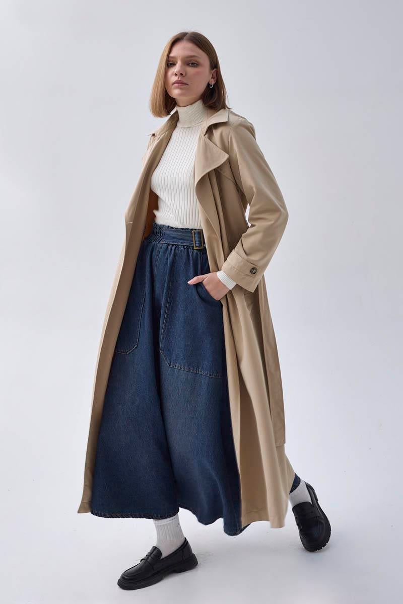 Kruvaze Klasik Trençkot Taş