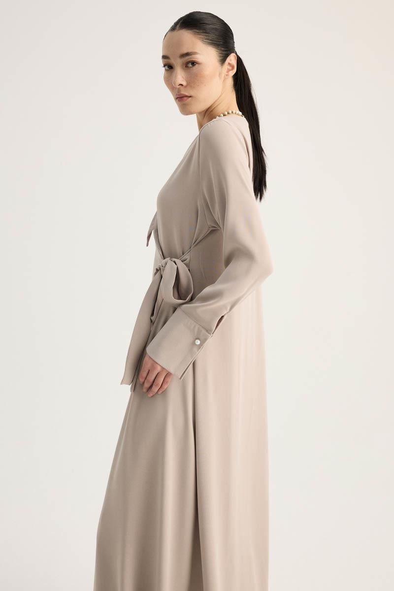 Kruvaze Krep Abaya Taş