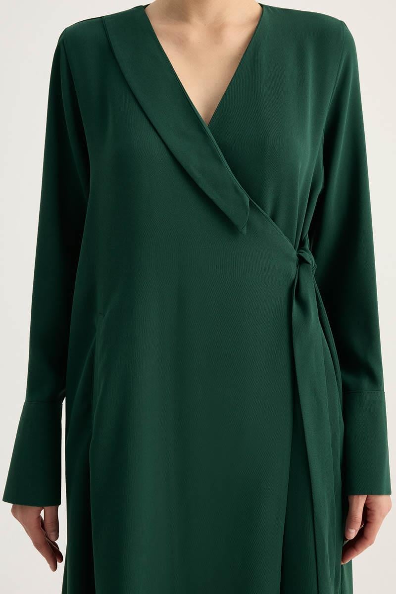 Kruvaze Krep Abaya Zümrüt