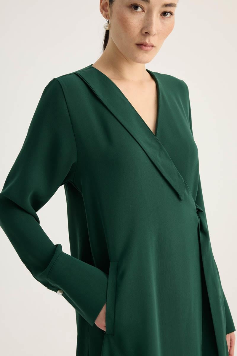 Kruvaze Krep Abaya Zümrüt