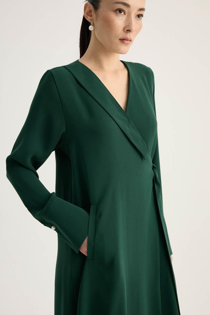 Kruvaze Krep Abaya Zümrüt