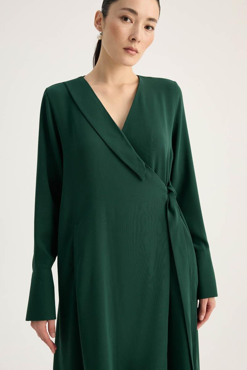 Kruvaze Krep Abaya Zümrüt