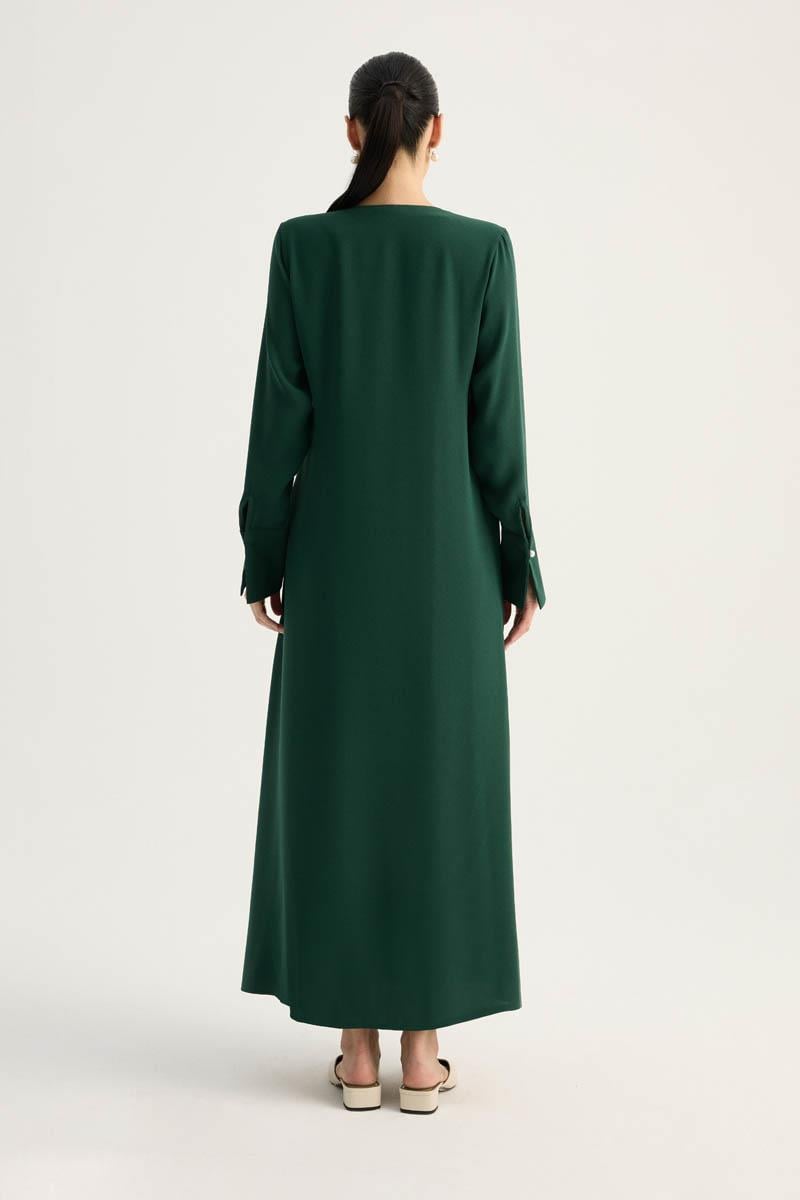 Kruvaze Krep Abaya Zümrüt