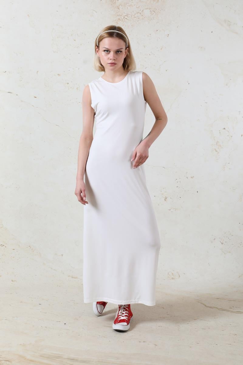 Likralı İç Elbise Ekru