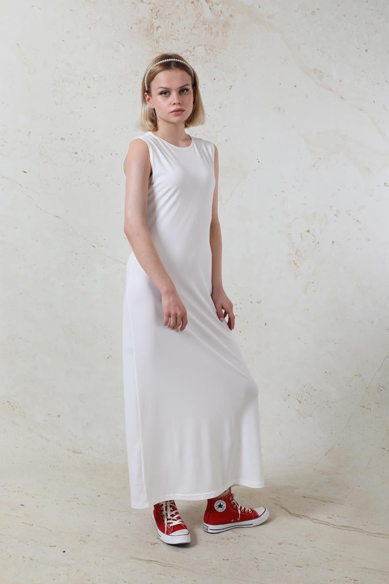 Likralı İç Elbise Ekru