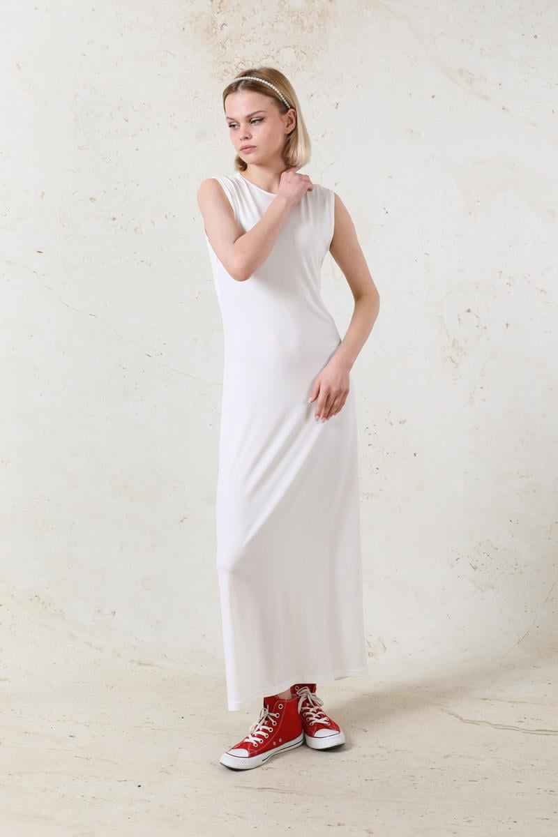 Likralı İç Elbise Ekru