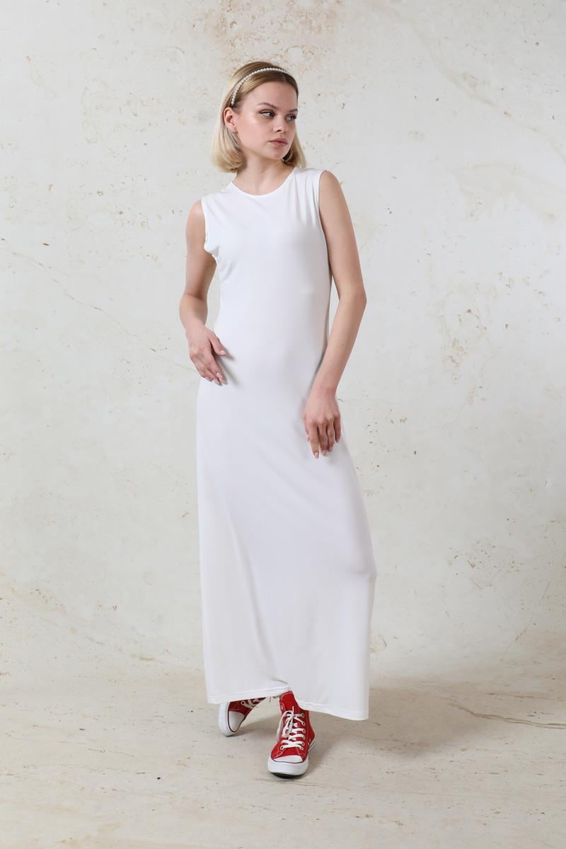 Likralı İç Elbise Ekru