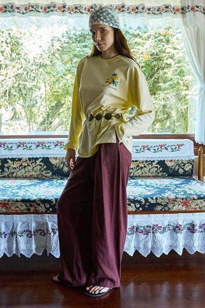 Limon Baskılı Uzun Kol Tişört