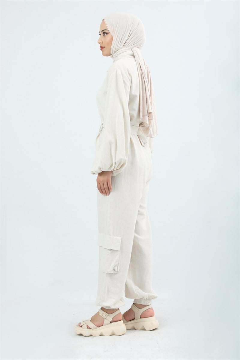 Linen Overalls White