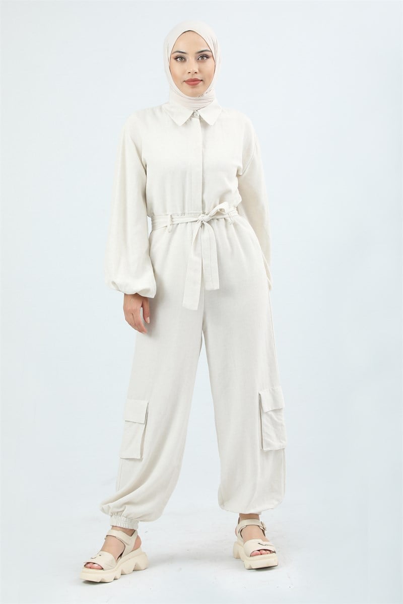 Linen Overalls White