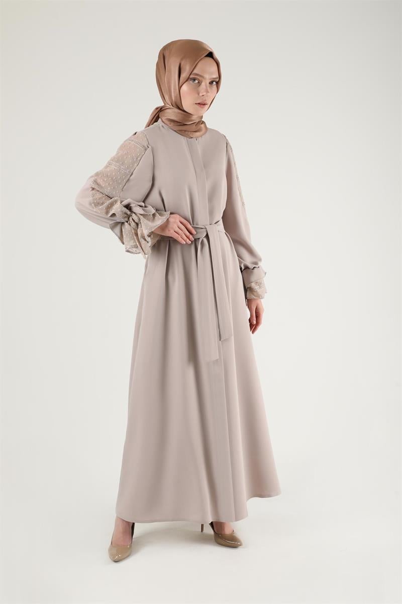 Manşeti Fiyonklu Garnili Ferace Çakıl