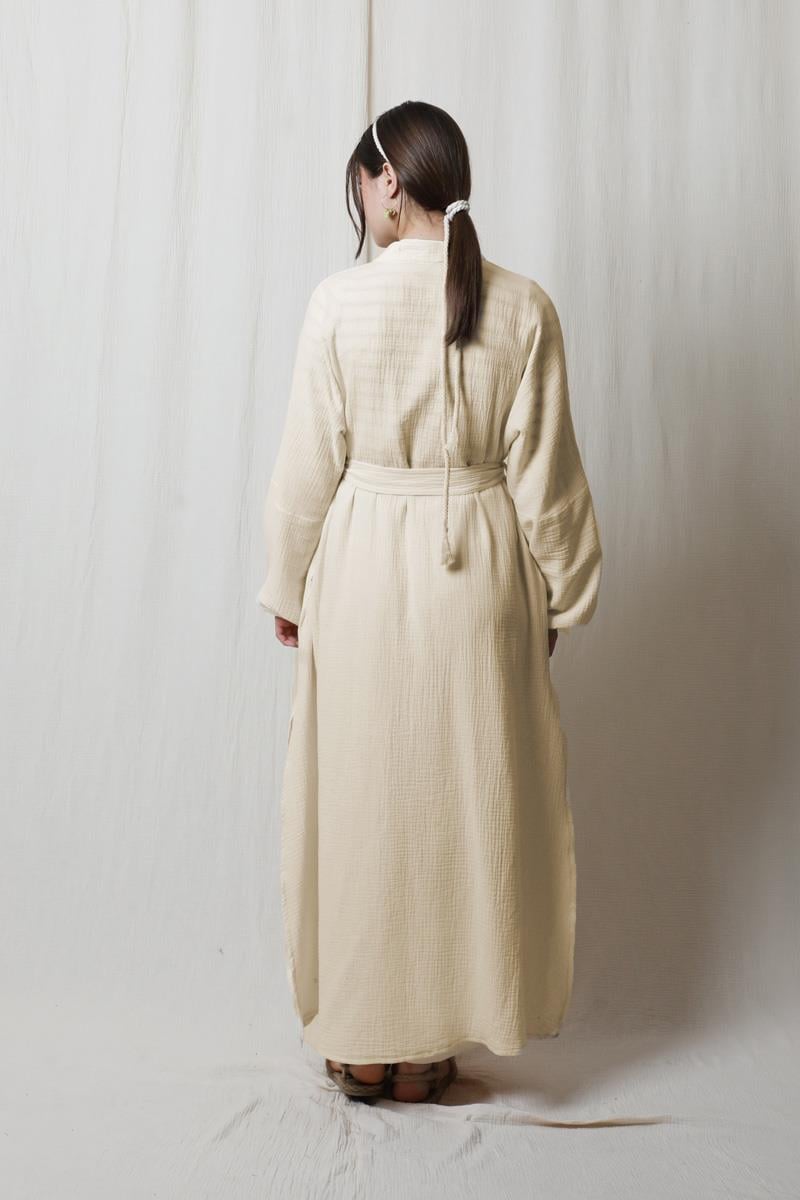 Müslin Abaya Takım Ekru